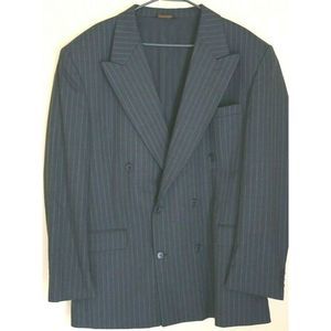 Adolfo Dark Brown Striped Suit Jacket 48